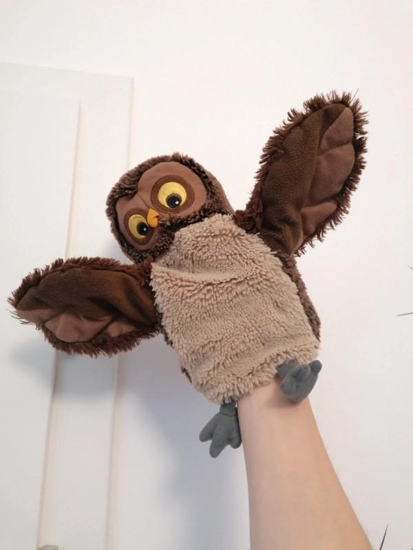 IKEA Vandring UGGLA Owl Plush Hand Puppet Brown Bird Soft Toy Vintage Rare Discontinued