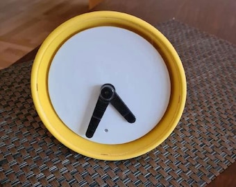 90's Ikea Stolpa Clock Yellow Heny Preutz, Ikea Rubber STOLPA Silent Round Clock, Illuminates, Modern