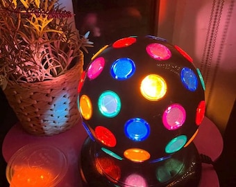 Spinning Rotating Colourful Disco Light Tabletop Desk Lamp Dance Parties Birthday Gift Idea Wedding Lights Round Ball Fun Room Changer