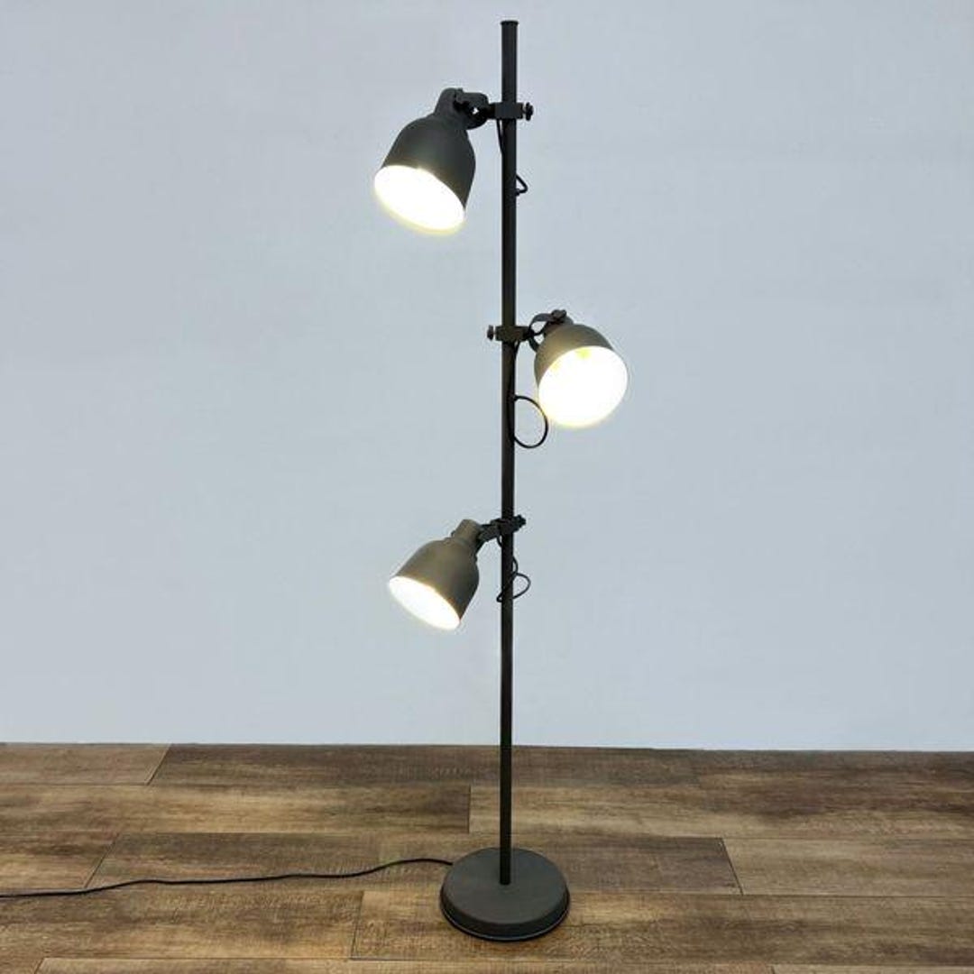 Vintage Ikea HEKTAR Dark Grey Floor Lamp 3‑head Adjustable