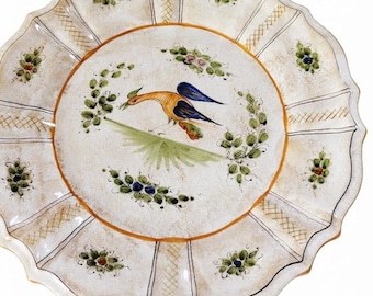 Prato de cerâmica Majólica Cama Deruta, pintado à mão, de Sorrento, Itália.
