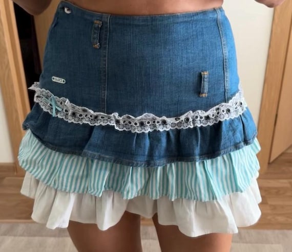 Vintage Christian Dior Galliano Mini Skirt Ruffle Lace Rara