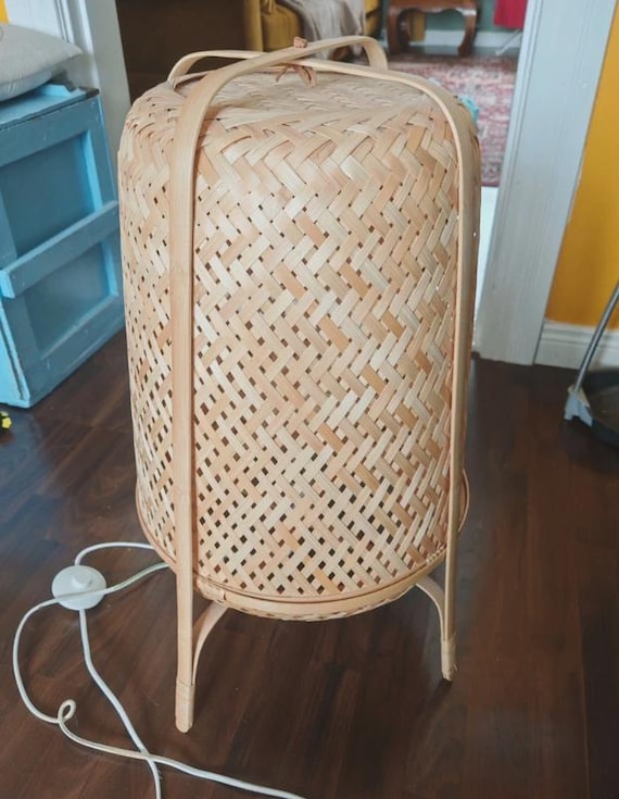 Vintage Ikea Knixhult Bamboo Ratan Floor Lamp