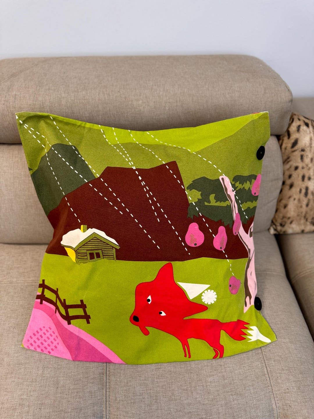 Vintage IKEA Cushion Cover – Lotta Kühlhorn 2008 Design, Red Fox