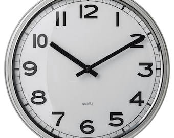 Vintage Ikea design 1999 style wall clock Metal Frame Vintage Train Station Style Clock Chrome Industrial Contemporary
