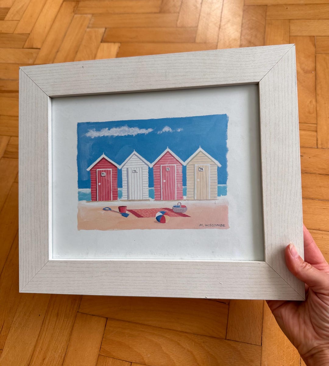 M. Wiscombe Seaside Beach Huts Framed Art Print 2000 - 