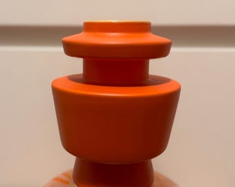 Modern Vintage MCM Orange Ceramic Vase Home Decor