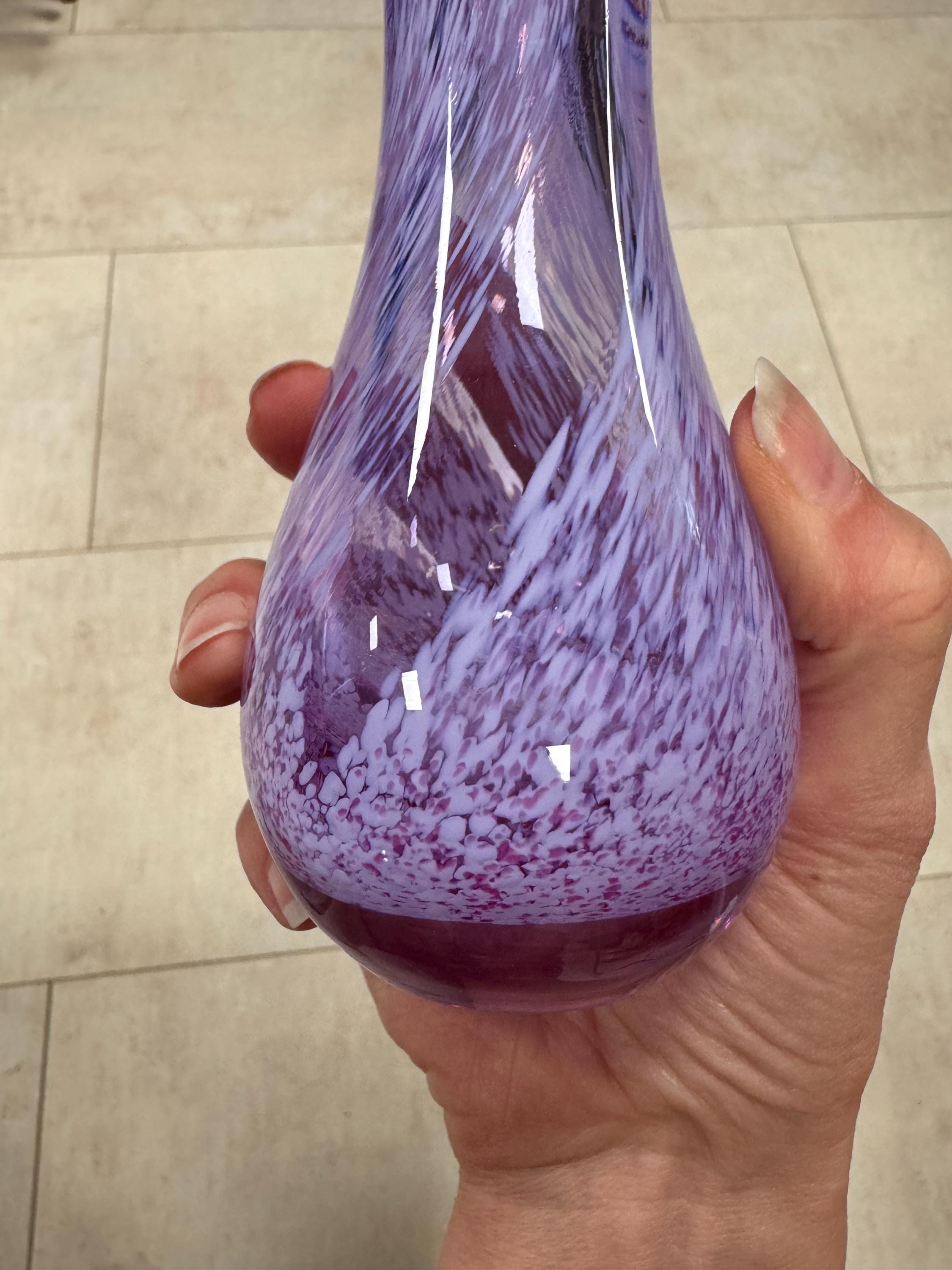 Purple Swirl Glass Vase Caithness Vintage Scottish Bud Vase Small