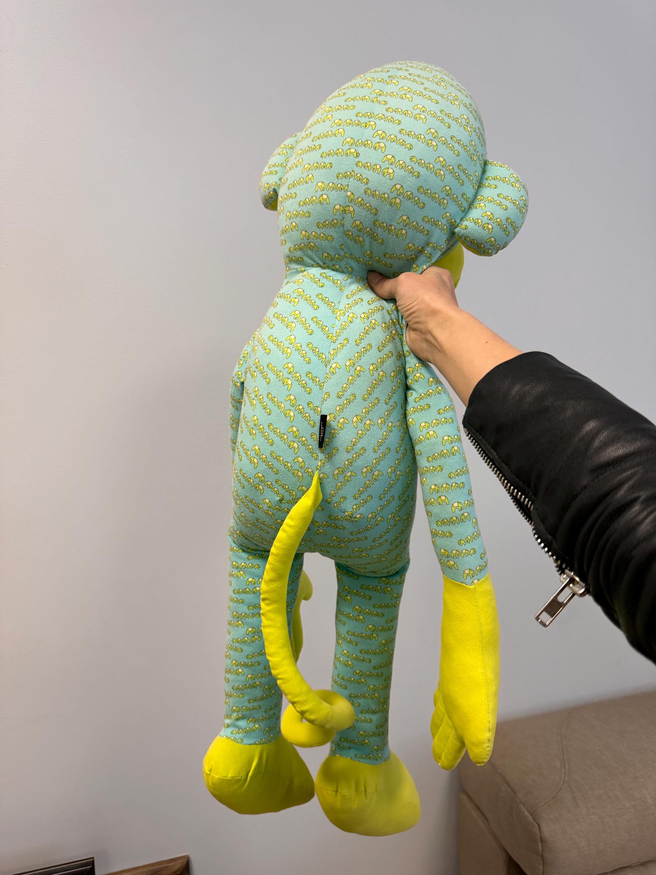 Rare Jim Thompson Stuffed Monkey Decoration Large Toy Blue Green