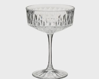 Set of 2 discontinued IKEA SÄLLSKAPLIG Champagne coupe glasses, patterned glass, icecream tableware