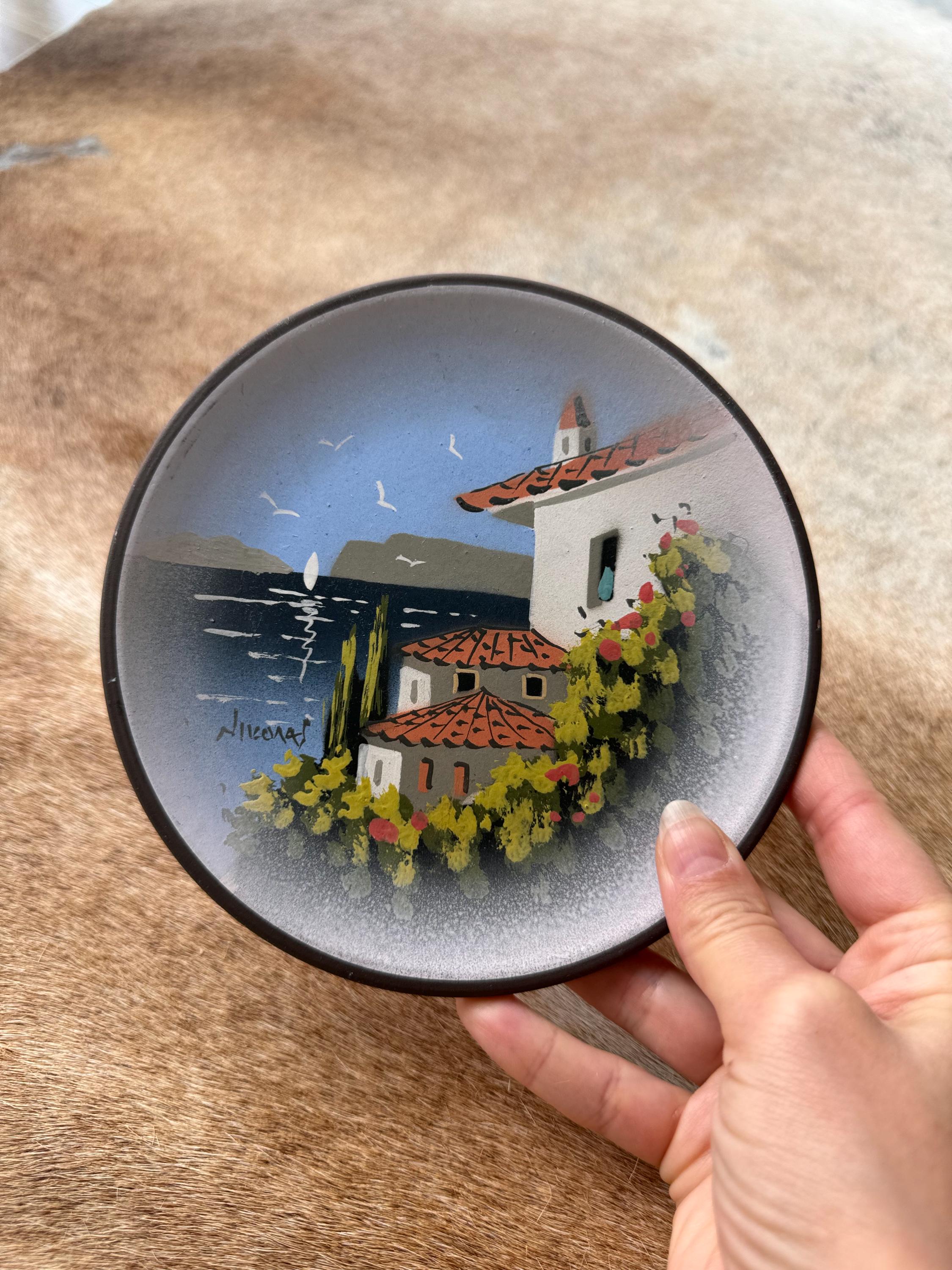 Vintage Nikolas Greece Hand-painted Wall Decor Plate