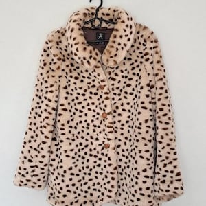 Vintage Leopard Coat Cheetah faux fur Coat size L/XL