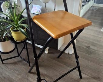 Vintage IKEA DENNIS 1990s Bar Stool Folding Chair, Wood and Black
