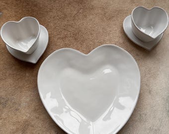 The White Company Porto Stoneware Collection Heart Shape Plate or
