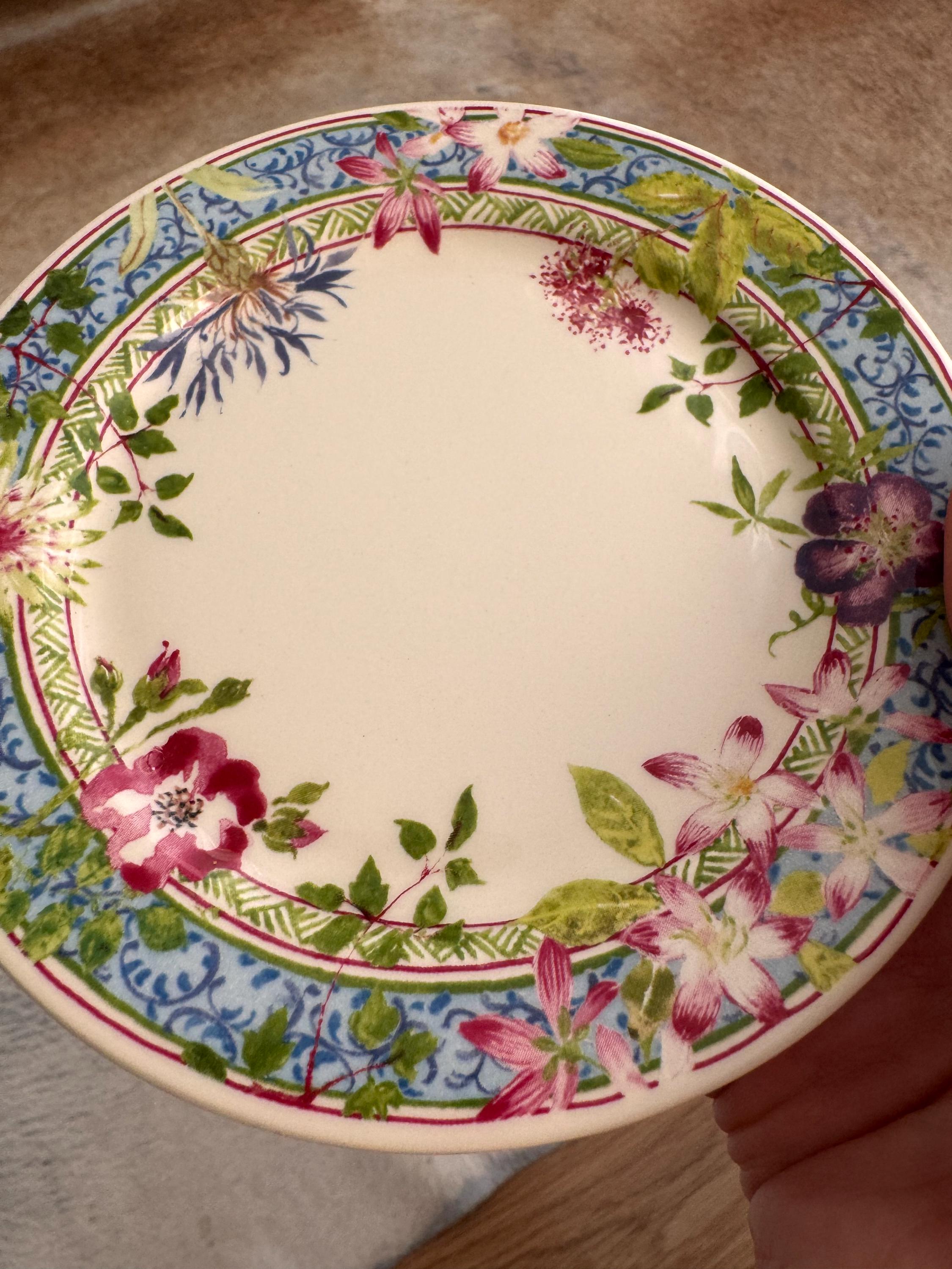 Gien Millefleurs Faience Mini Plates, Set of 2, Handmade in France