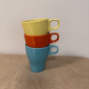 IKEA FÄRGRIK Mug Set – Orange, Apple Green & Turquoise – Colorful Ceramic Cups – Stackable Everyday Drinkware