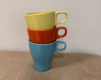 IKEA FÄRGRIK Mug Set – Orange, Apple Green & Turquoise – Colorful Ceramic Cups – Stackable Everyday Drinkware