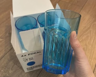 IKEA türkisblau Trinkbecher Gläser Set mit 4 Gläsern im Ruhestand