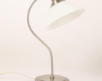 Ikea Kroby Lamp Milk Glass Shade and Chrome Stainless Steel Base