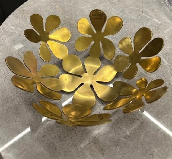 Vintage Ikea Stockholm 19cm Gold Tone Metal Fruit Bowl, Jewelry