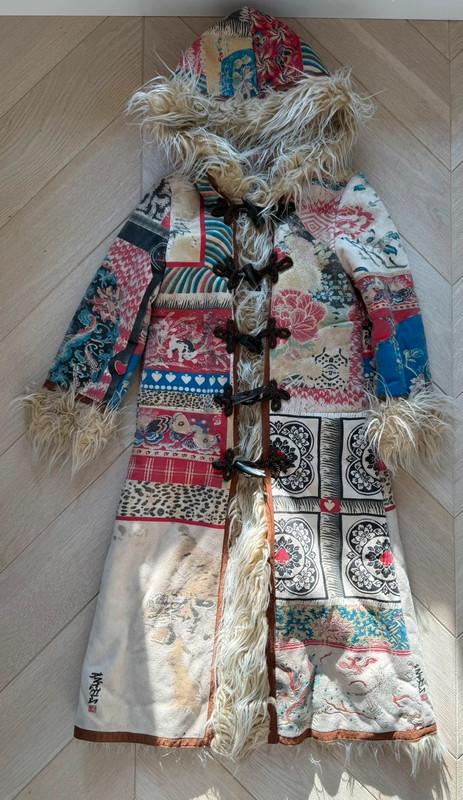 Vintage Roberto Cavalli Angels Patchwork Afghan Coat Shaggy Fur