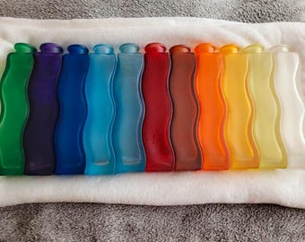 Vintage glassware Ikea SKAMT Clear Glass vase 90s Wavy Glass Vase Space Age Ikea Memphis Orange Glass Vase, Purple Glass Vase 1 piece