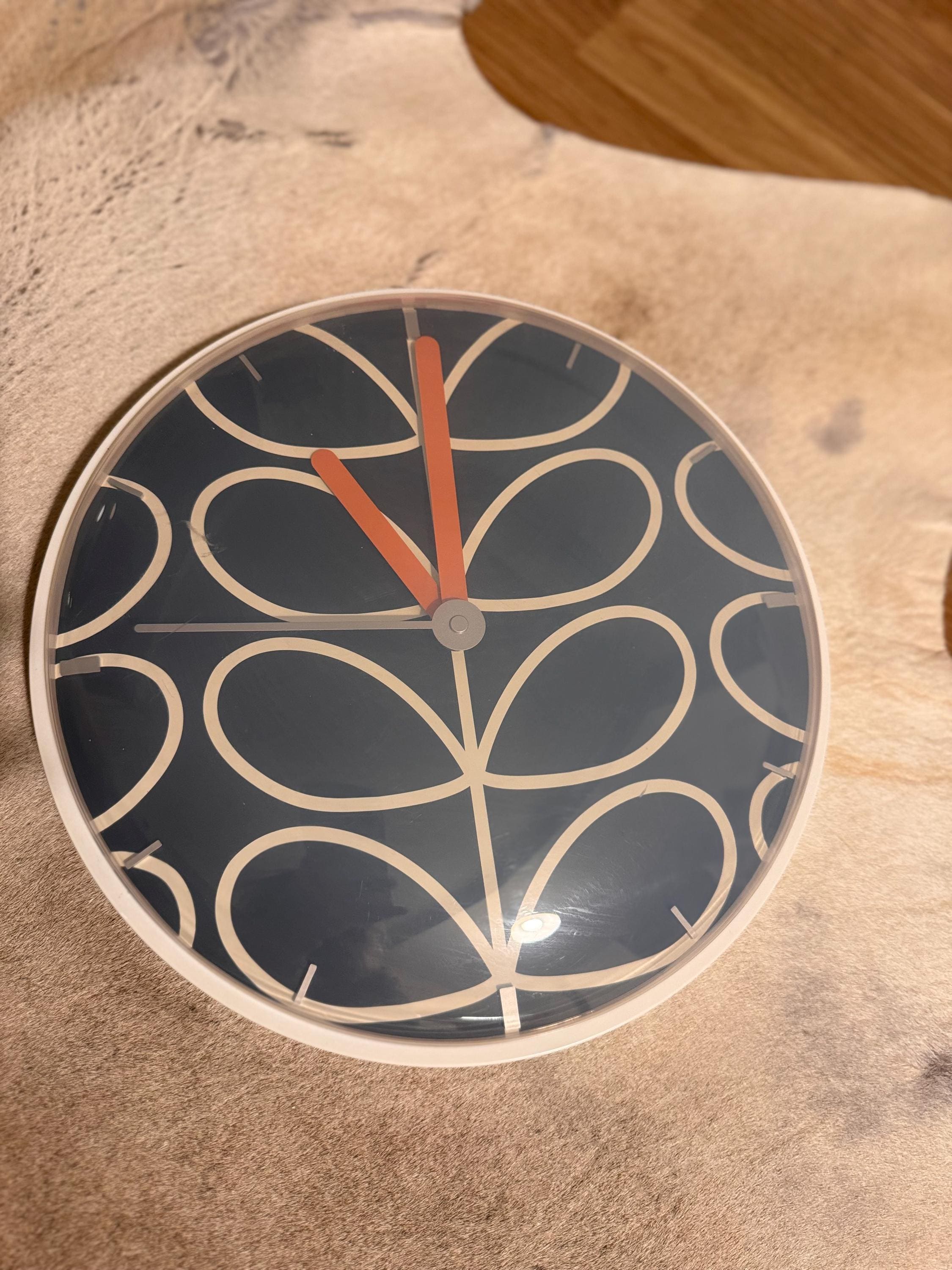 Orla Kiely Linear Stem Wall Clock Blue Grey - Etsy
