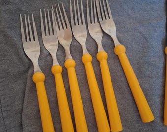 Vintage IKEA GRAMMATIK Flatware Set – Bold Yellow Retro Picnic Set, 20 pieces