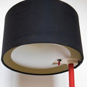 Vintage Ledet Ikea Black Red Modern IKEA lamp, adjustable shade with red click on off, IKEA discontinued Vintage lamp