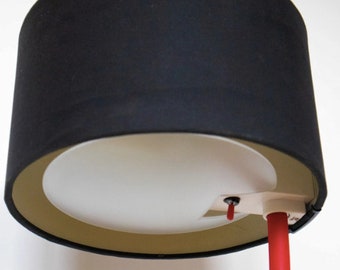 Vintage Ledet Ikea Black Red Modern IKEA lamp, adjustable shade with red click on off, IKEA discontinued Vintage lamp