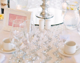 Silver and White Table Runners - Table Decoration
