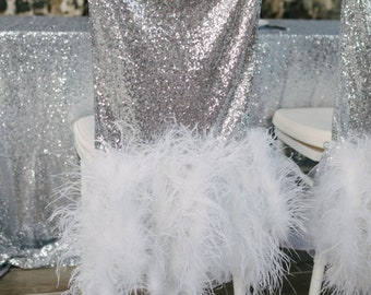 Luxury Feather Chair Covers Gold or Silver