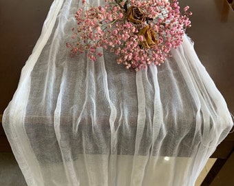 Gauze Table Runner Ivory Cream, Sand, Natural