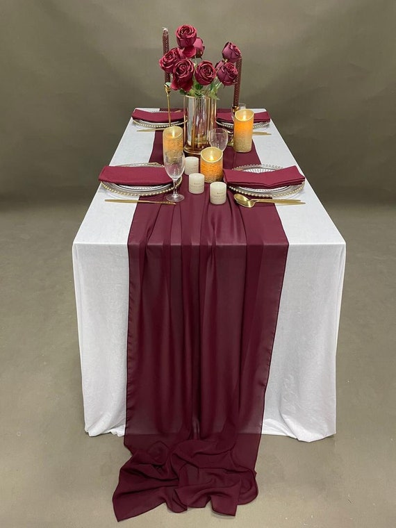 Tavolo bianco Runner Wedding Chiffon Table Runner 70 x 300cm lungo tavolo  corridori per la decorazione del tavolo all'aperto