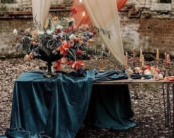 Teal Blue Velvet Table Runner