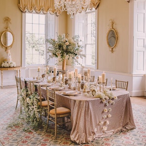 Tovaglia champagne, decorazioni per matrimoni, saldi franco esposizione