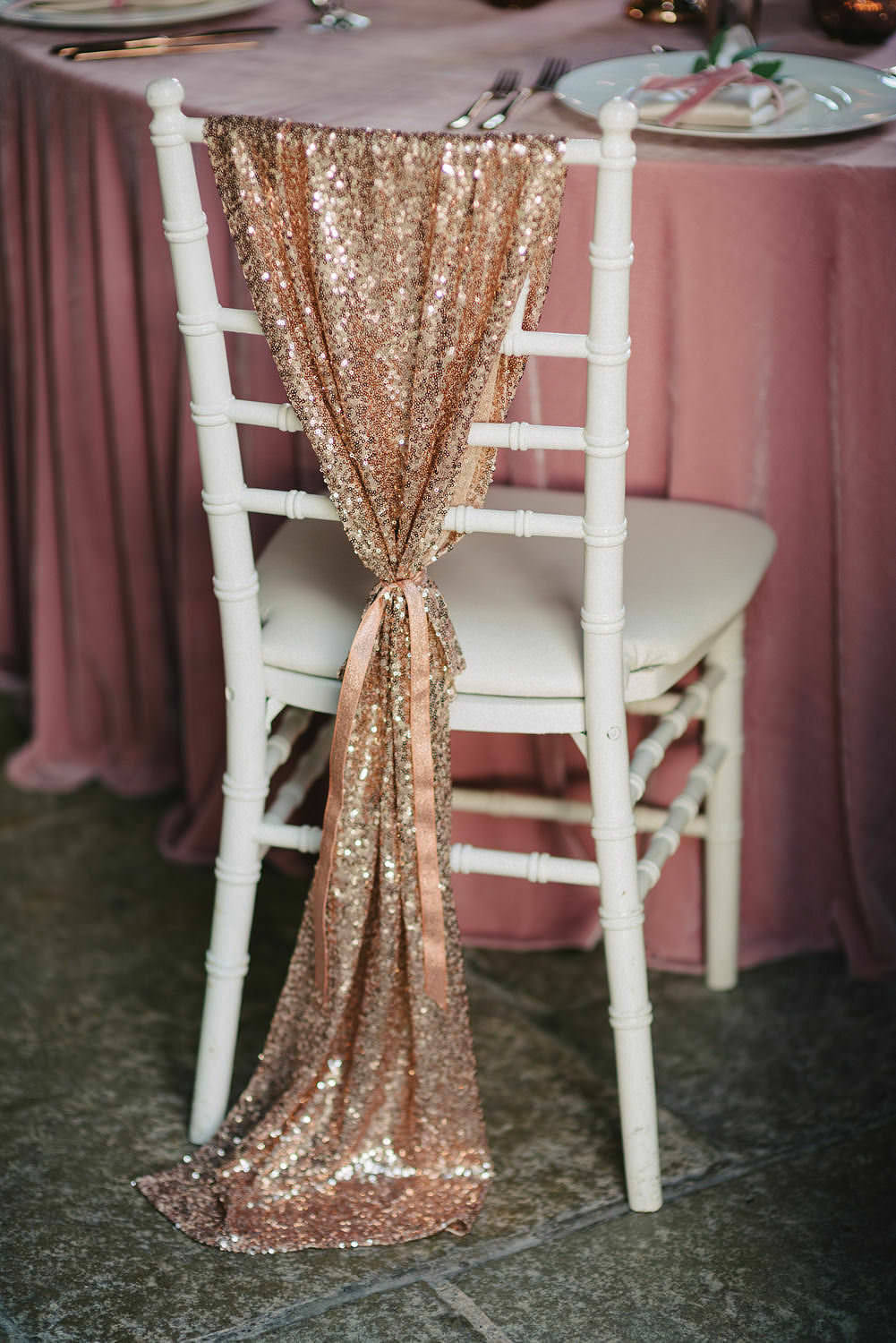 Sale Sequin Chair Sashes Table Runners Rose Gold