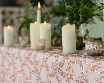 Rose Gold Vine Sequin Tablecloth