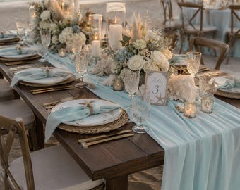 Sheer Table Runner Green, Blue