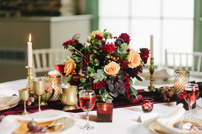 Burgundy Velvet Table Runner bulk Buy Etsy