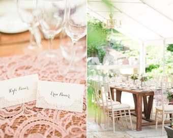 Crochet boho Table Runner and Tablecloth - Dusky Pink