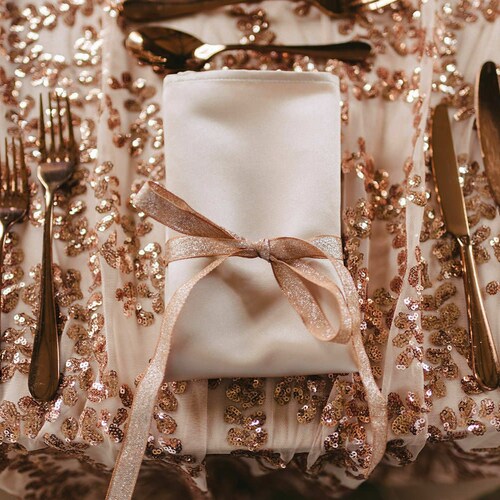 Rose Gold Table Runner Sequin Table Runner Rose Golden Etsy