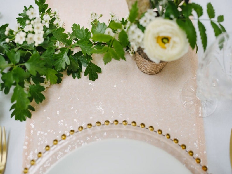 Blush Sequin Table Runners and Cloths image 2