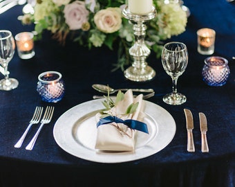 Navy Velvet Tablecloths - Midnight Blue, Wedding Decor