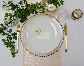 Blush Sequin Table Runners and Cloths