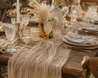 Gauze Table Runners neutral aesthetic