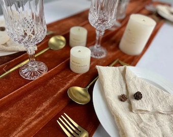 Rust Velvet Table Runner Thanksgiving