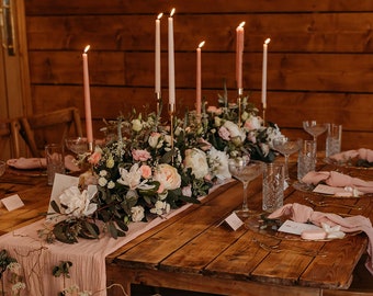 Linen Cotton Table Runner - Blush Pink