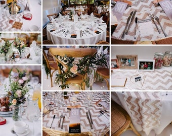 Blush Chevron Sequin Tablecloths