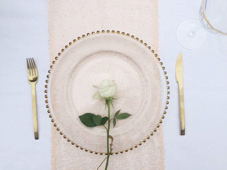 Blush Sequin Table Runners and Cloths image 3